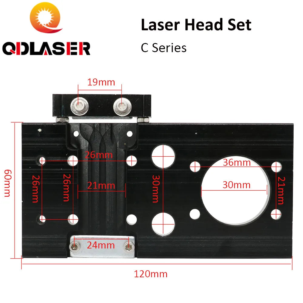 CO2 Laser Head Set Reflect Mirror & Focus Lens Integrative Fixture Mount Holder