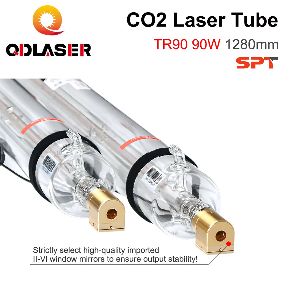 QDLASER TR90 Co2 Laser Tube 90W Length 1280mm Dia.80mm for CO2 Laser Engraving and Cutting Machine