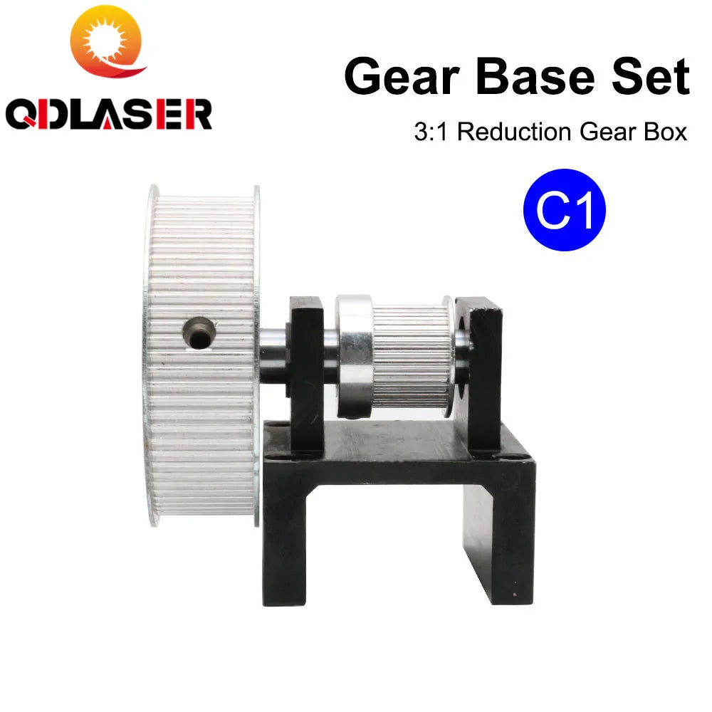QDLASER X Y Axis Tensioner HTD-3M Reduction Pulley Box Timing Synchronous Gear Base Set for Co2 Laser Cutting Machine