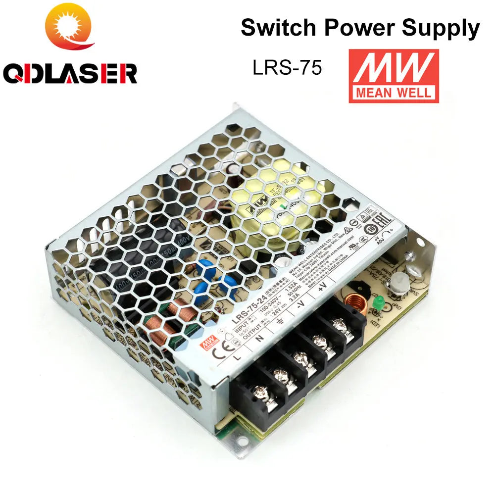 QDLASER Meanwell LRS-75 Switching Power Supply 12V 6A / 24V 3.2A 75W Original MW Taiwan Brand for Laser Controller