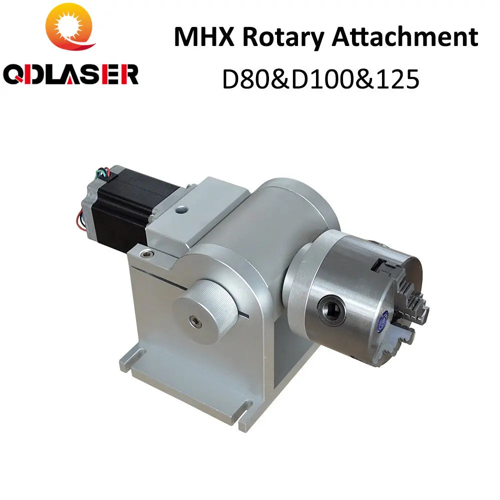 QDLASER Rotary Engraving Attachment with Chucks Max Dia.80mm&100mm&125mm for Laser Marking Machine