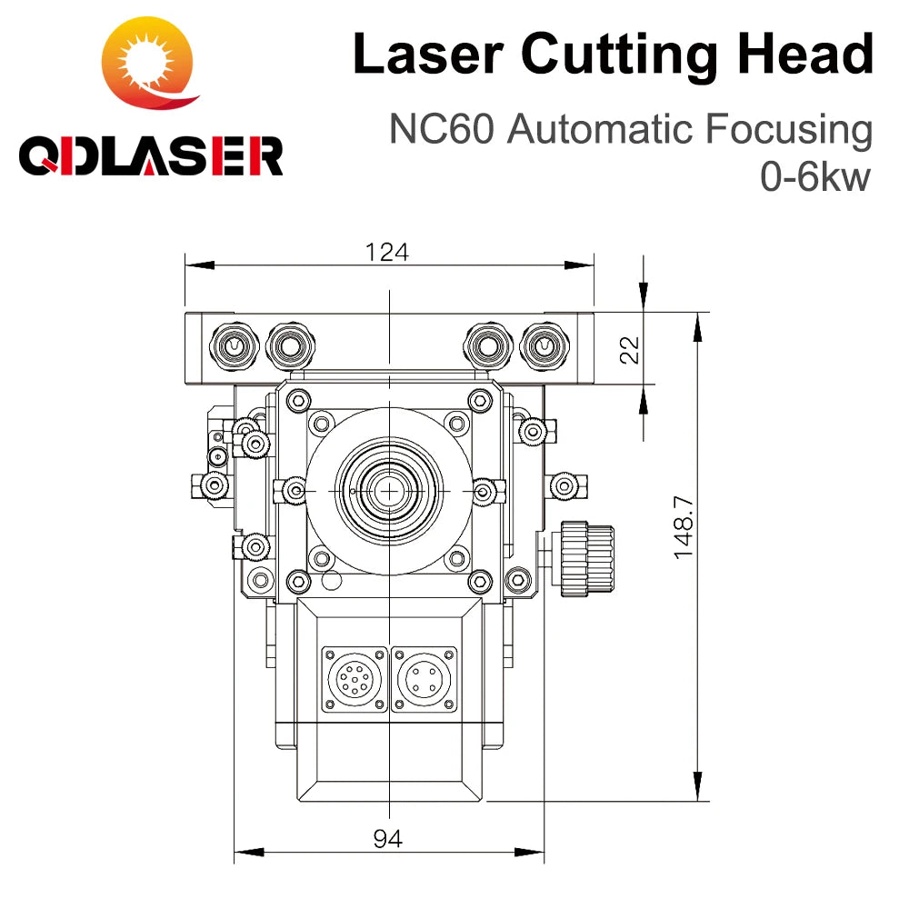 QDLASER WSX NC60 Focusing Fiber Laser Cutting Head 0-6KW Automatic 6000W High Power F100/190mm QBH for Metal Cutting