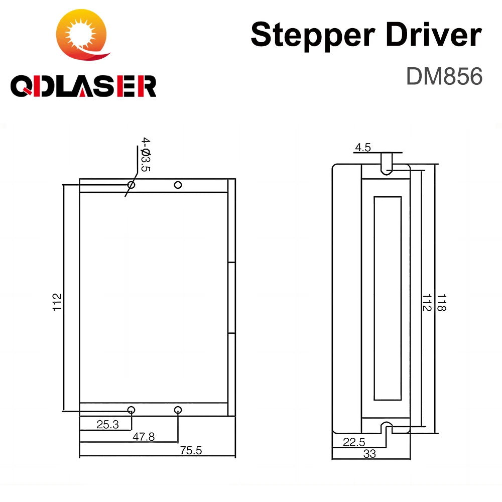 QDLASER Leadshine DM856 2 Phase Stepper Driver 20-80VAC 0.5-5.6A 7-16mA