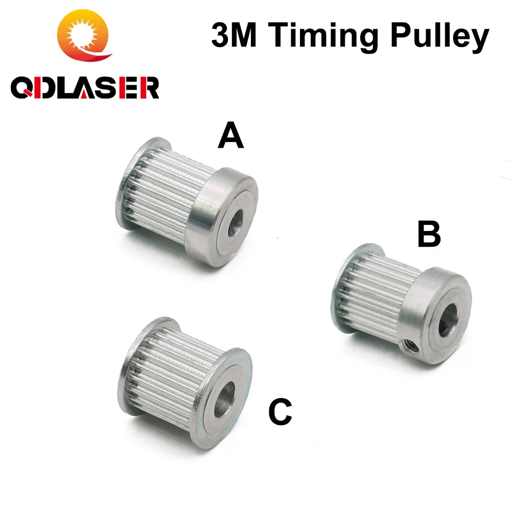 QDLASER CO2 Laser Metal Parts Synchronous HTD 3M Gear Pulley 20/24Teeth 6.35/8/12mm for DIY CO2 Laser Engraving Cutting Machine