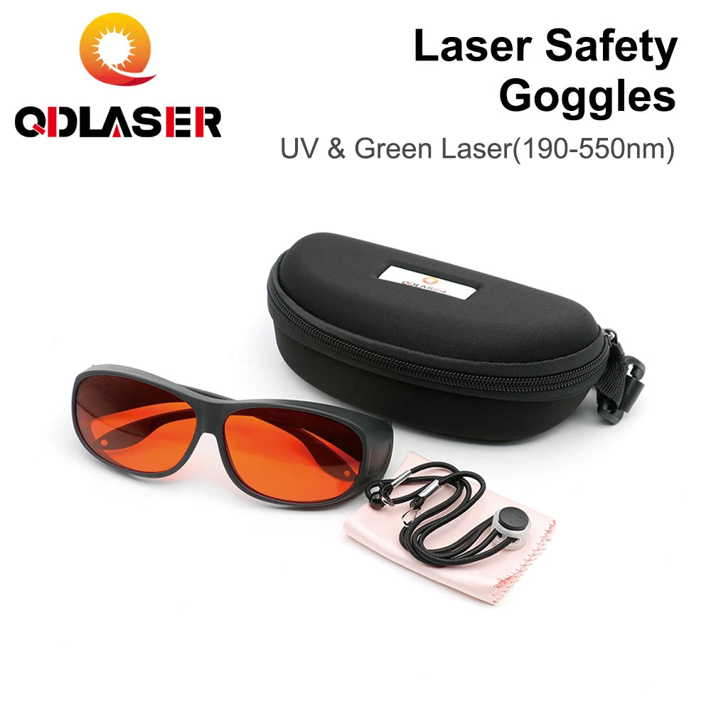 QDLASER 355nm UV Laser Safety Glasses Type C OD6+ 190-550nm Protective Eyewear for UV Laser Machine Protective Glasses