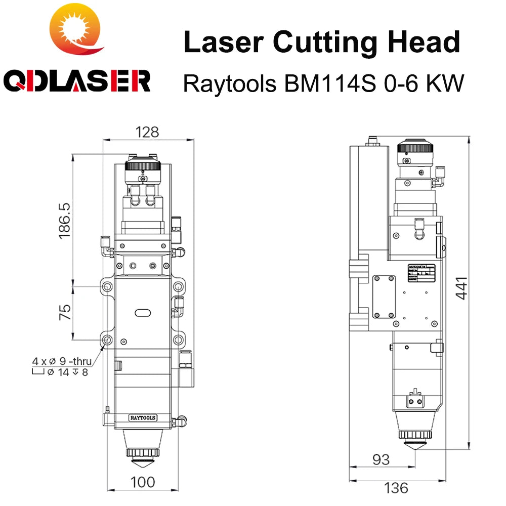QDLASER BM114S 0-6000W Auto Focusing Fiber Laser Head Metal Cutting Professional Supplier Laser Spare Parts For Raytools
