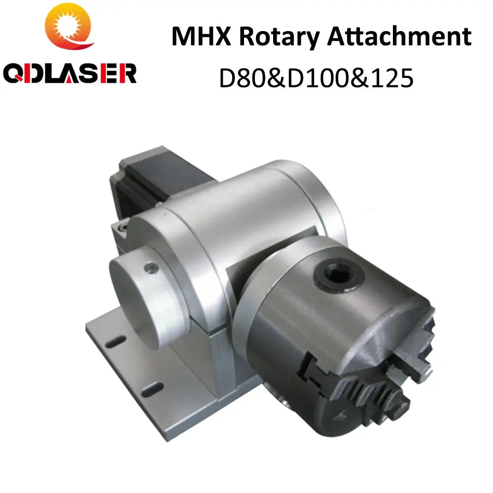 QDLASER Rotary Engraving Attachment with Chucks Max Dia.80mm&100mm&125mm for Laser Marking Machine