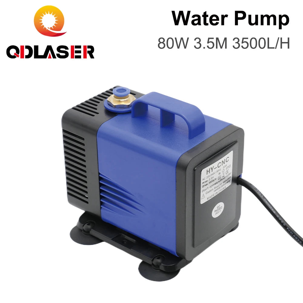 QDLASER 80W Submersible Water Pump 3.5M 3500L/H IPX8 AC 220V ~ 240V Voltage for CO2 Laser Engraving and Cutting Machine