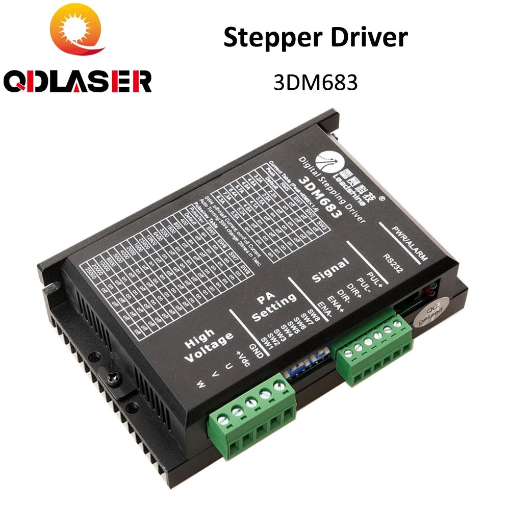 QDLASER Stepper Driver 3DM683 3-phase Hybrid 24-60VDC 8.3A For 3-phase Nema 23/34 Stepper Motor