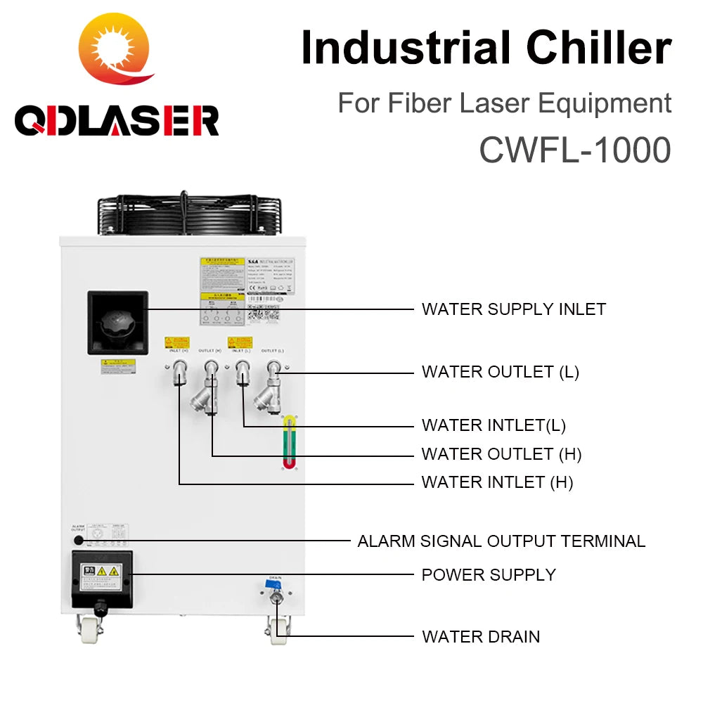 QDLASER CWFL-1000 S&A Industry Air Water Chiller AC 220-240V Voltage for Fiber Laser Engraving Cutting Machine