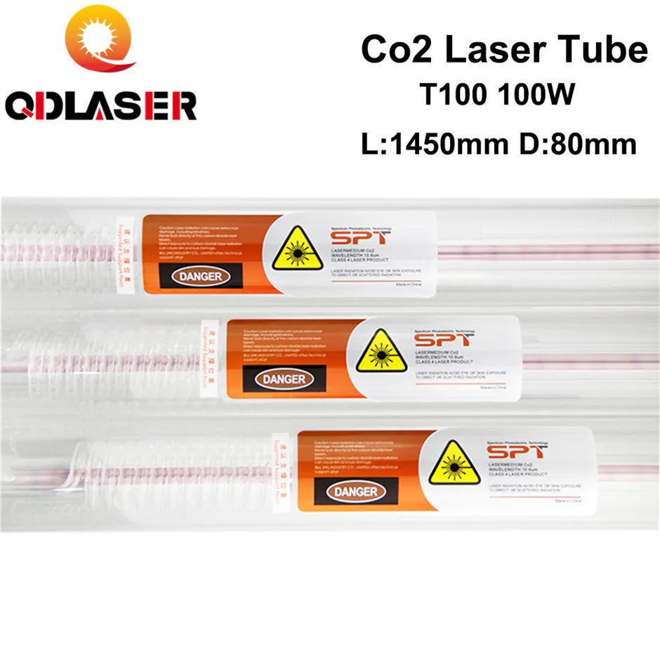 SPT T100 100W Laser Tube Length 1450mm Dia.80mm for Co2 Laser Engraving and Cutting Machine