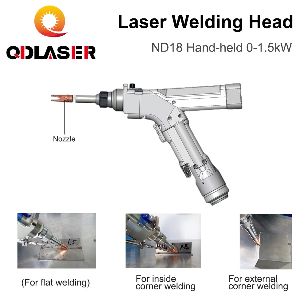 QDLASER WSX ND18 Handheld laser welding head 0-1.5KW Max Power 1500W FL 80mm/120mm with QBH Connector for Fiber Laser Machine
