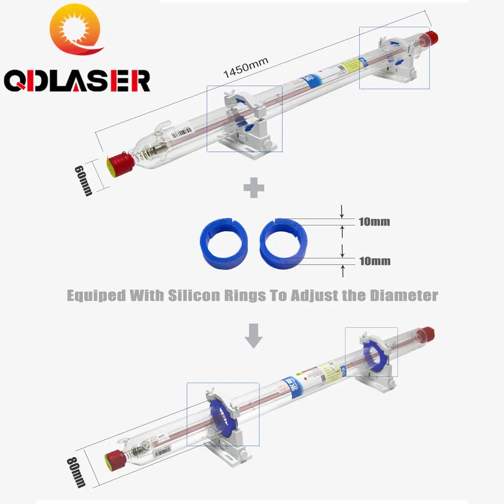 Yongli H1 60/70/80W Co2 Laser Glass Tube for Co2 Laser Engraving and Cutting Machine
