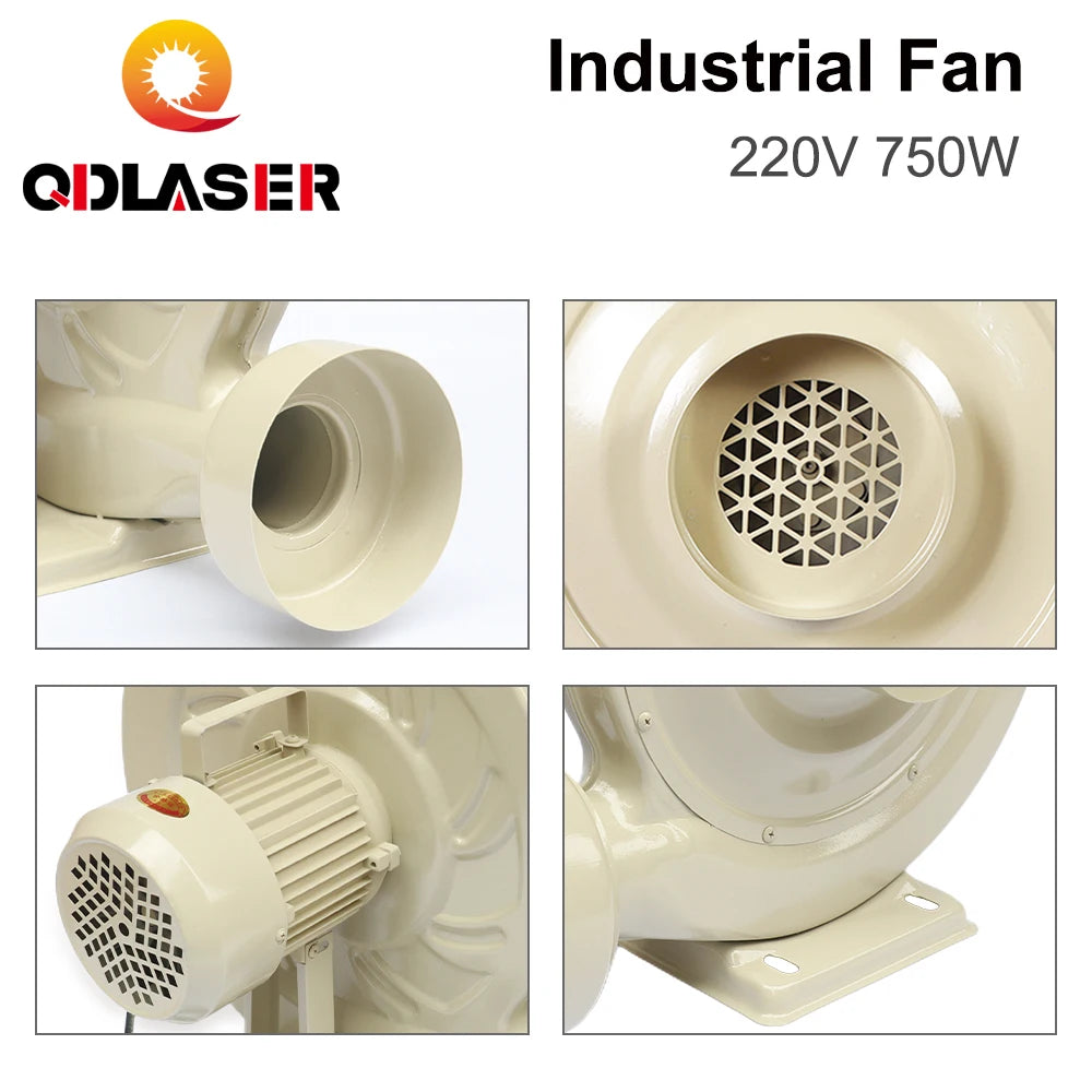 QDLASER Exhaust Fan Air Blower 220V 750W Centrifugal Type for CO2 Laser Engraver Cutting Machine Medium Pressure Lower Noise