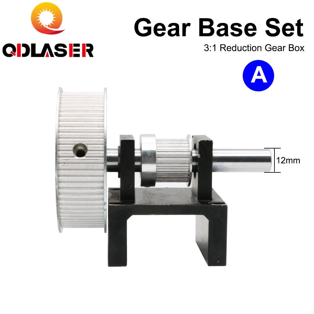 QDLASER X Y Axis Tensioner HTD-3M Reduction Pulley Box Timing Synchronous Gear Base Set for Co2 Laser Cutting Machine