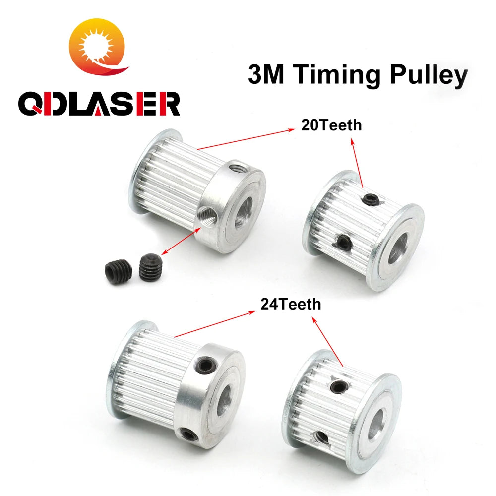 QDLASER HTD-3M Timing Pulley /Alu for CO2 Laser Engraving and Cutting Machine Wheel Gear Pulley
