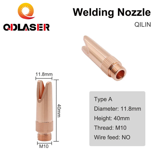 QDLASER QILIN Laser Welding Nozzle M10 Thread Diameter 11.8mm Hand-held Copper Welding Nozzles for QILIN Laser Welding Machine