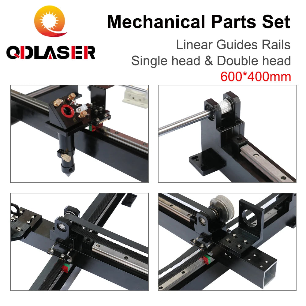 QDLASER Mechanical Linear Guides Rails 600*400mm Parts Set 6040 Single Double Head Laser Kits Spare Parts DIY CO2 Laser Machine
