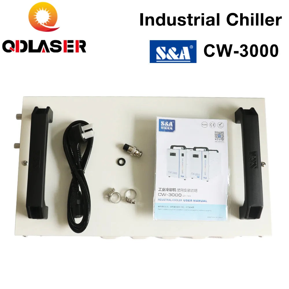 QDLASER 220V CW3000AG 110V CW3000DG S&A Industrial Water Chiller for Co2 Laser Engraving & Cutting Machine