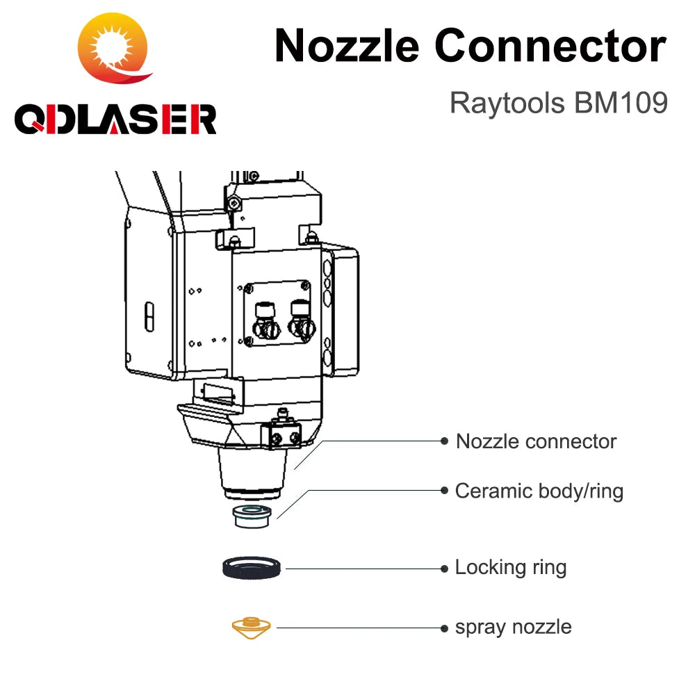 QDLASER Fiber Laser Head Nozzle Connection Parts BM109 0-1.5kW for Fiber Metal Cutting Machine Nozzle Connector