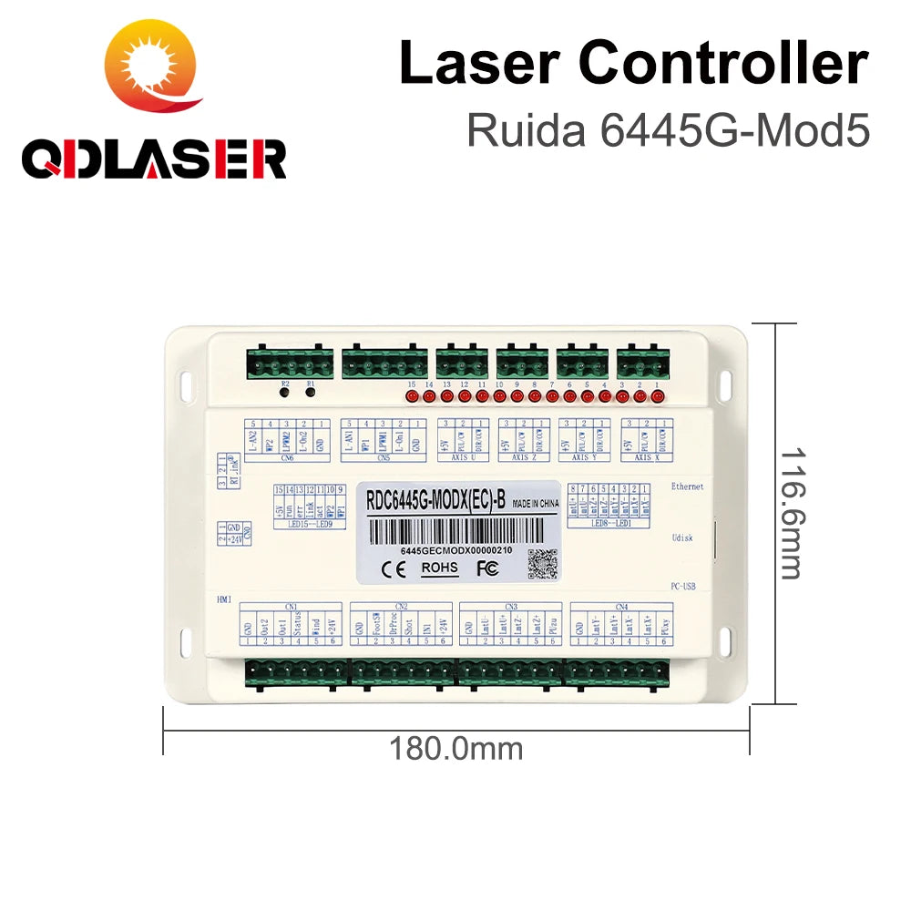 QDLASER Ruida 6445G-Mod5 Touch Screen CO2 Laser Controller DIY Panel Button RDWorks V8 Software for CO2 Laser Cutting Machine