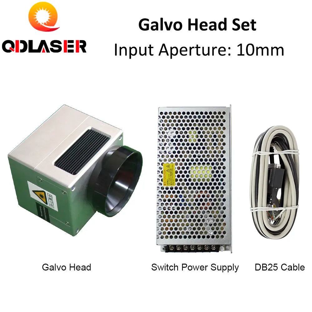 QDLASER 1064nm Fiber Laser Scanning Galvo Head Input Aperture10mm Galvanometer Scanner with Power Supply Set