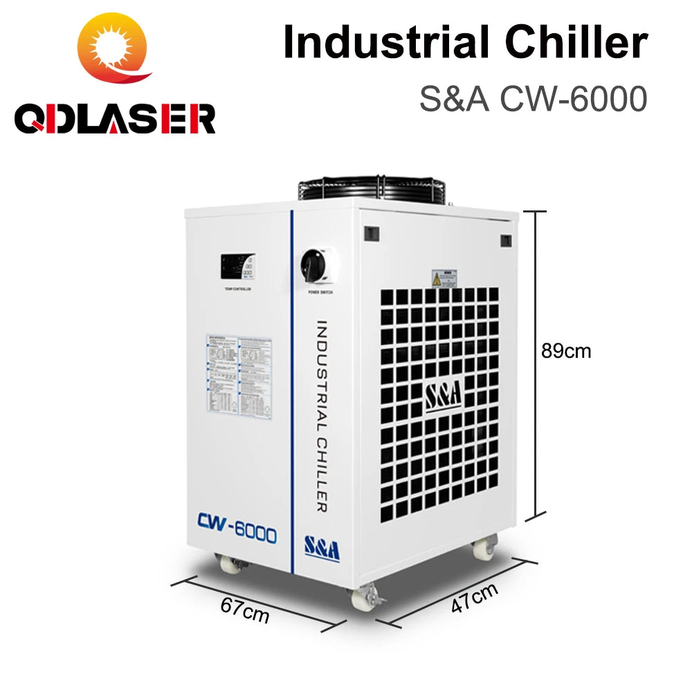 QDLASER CW-6000 S&A Industrial Chiller 50/60Hz 70L/min Flow R-410a Refriferant 50/60Hz for Machine Water Colling System