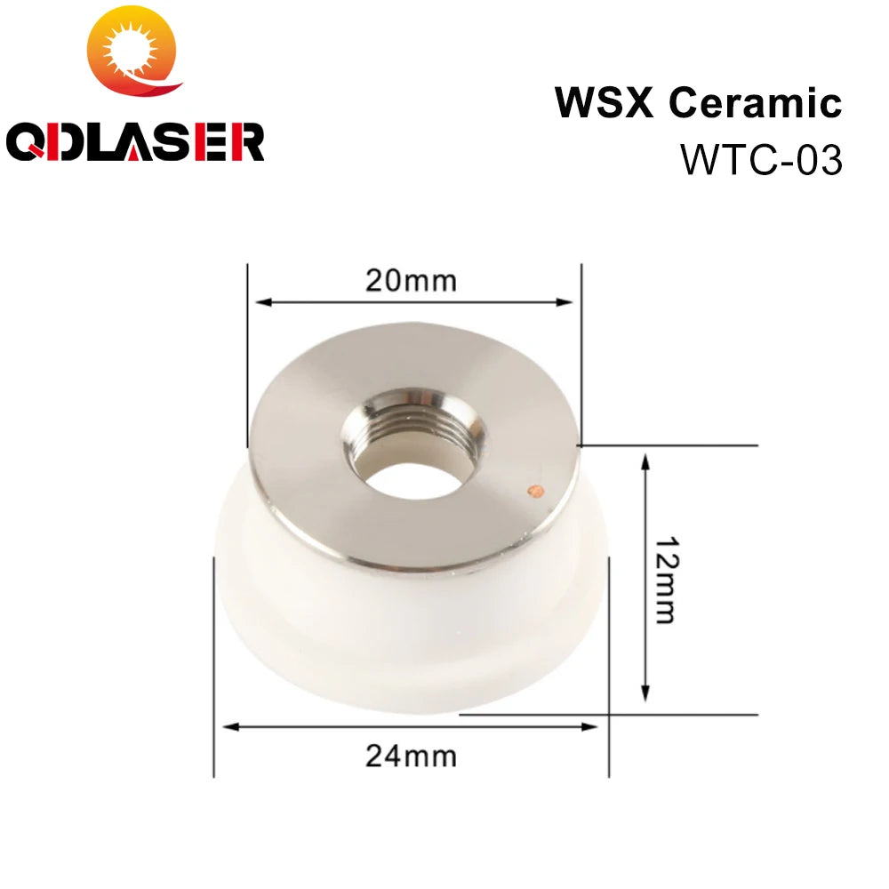 QDLASER Dia. 24mm WSX MINI Fiber Laser Head Ceramic Ring WTC-03 Fiber Laser Ceramic Nozzle Holder WSX-GQ-MN-001H Wholesale