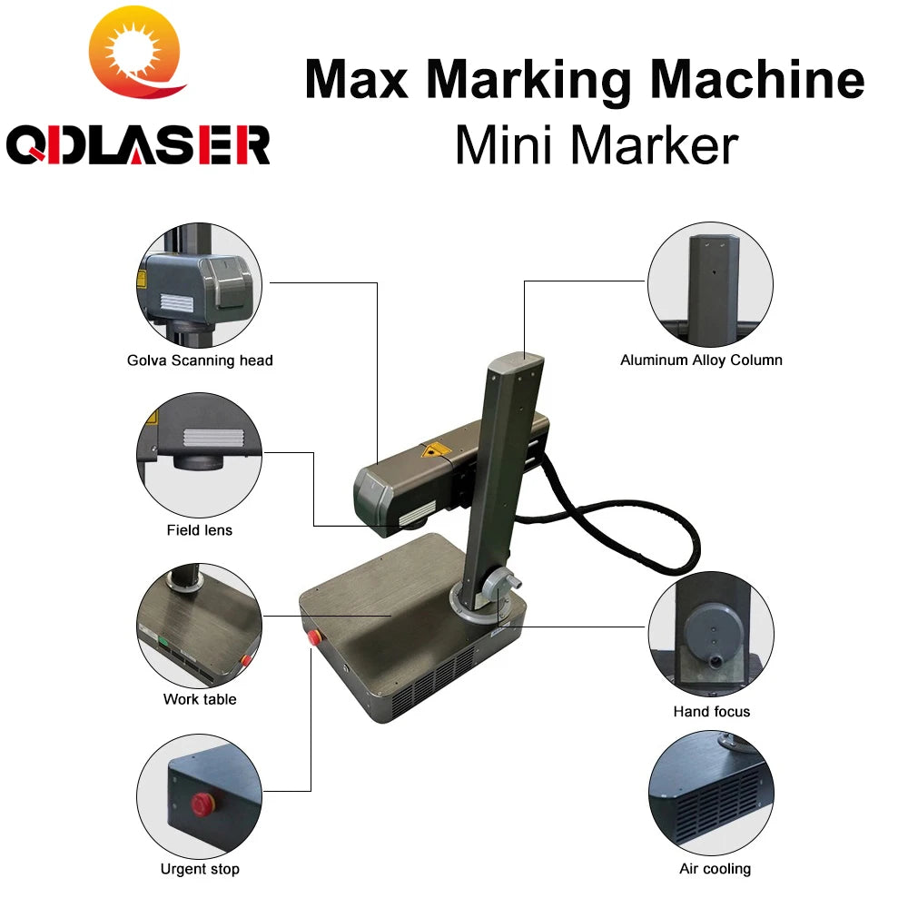 QDLASER Portable Metal Fiber Laser Marking Machine 20W Max Marking Machine
