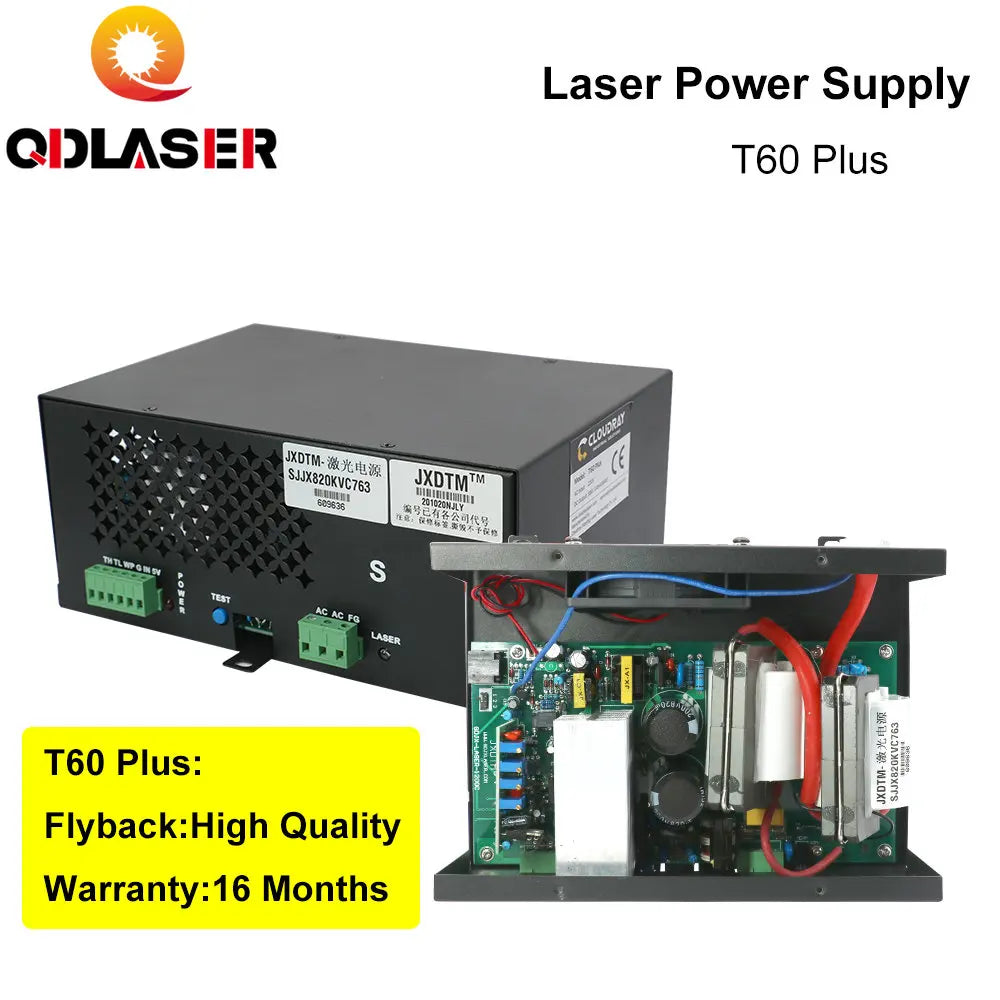 QDLASER 60W CO2 Laser Power Supply for CO2 Laser Engraving Cutting Machine HY-T60 T / W Plus Series with Long Warranty