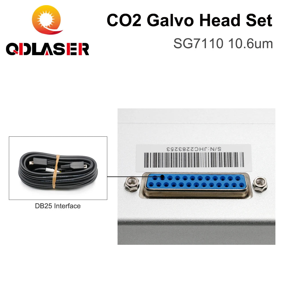 QDLASER CO2 Laser Scanning Galvo Head SG7110 10.6um 10600nm Input Aperture10mm Galvanometer Scanner with Power Supply Set