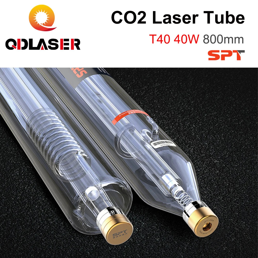 QDLASER SPT T40 40-50W Co2 Laser Tube Length 800mm Dia 80mm for CO2 Laser Engraving and Cutting Machine