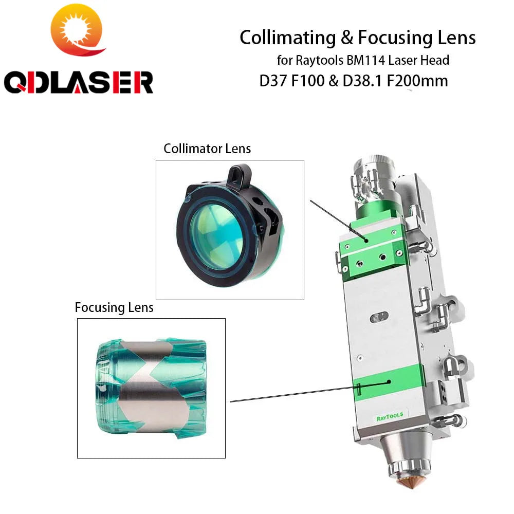 QDLASER Fiber Laser Focus Lens Collimator Lens D37 F100 D38.1 F200 for Raytools Laser Cutting Head BM114