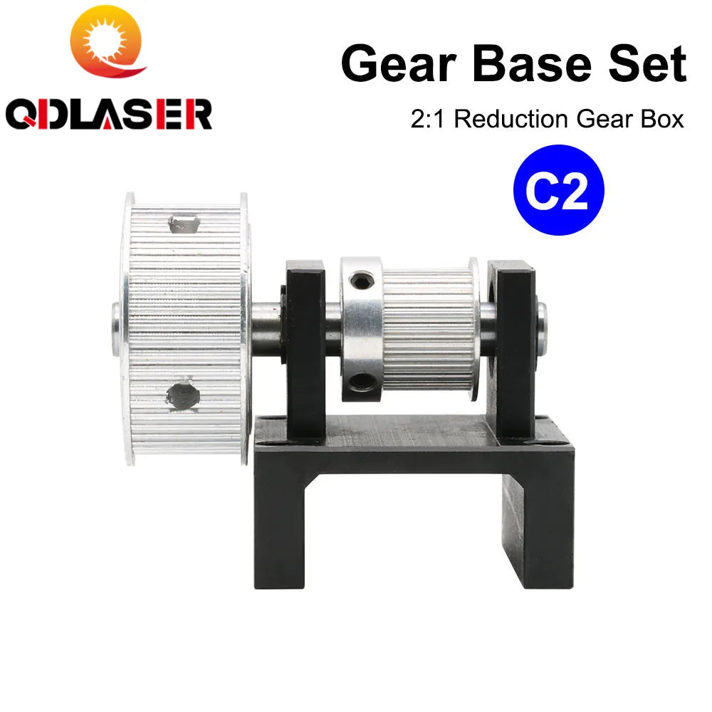 QDLASER X Y Axis Tensioner HTD-3M Reduction Pulley Box Timing Synchronous Gear Base Set for Co2 Laser Cutting Machine