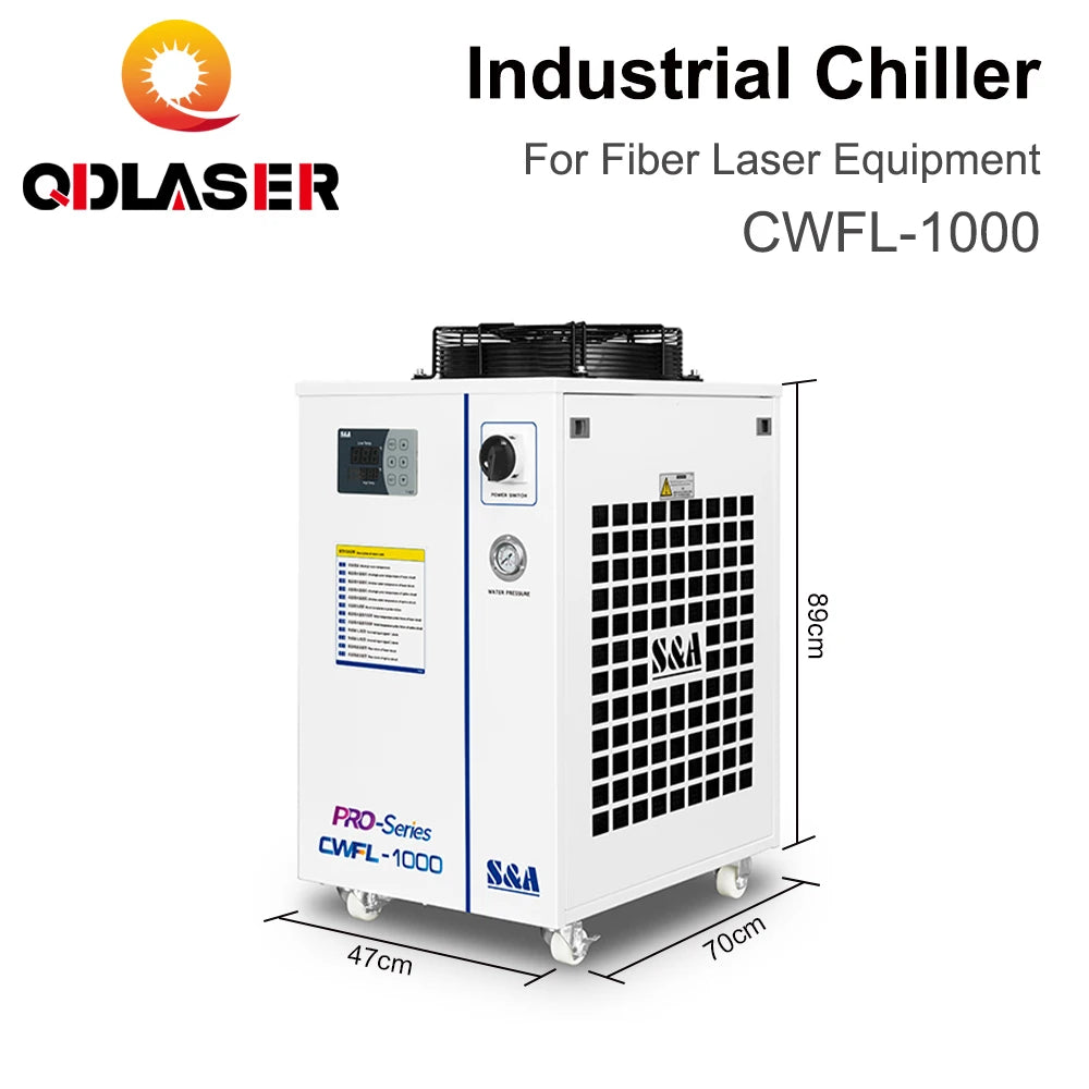 QDLASER CWFL-1000 S&A Industry Air Water Chiller AC 220-240V Voltage for Fiber Laser Engraving Cutting Machine