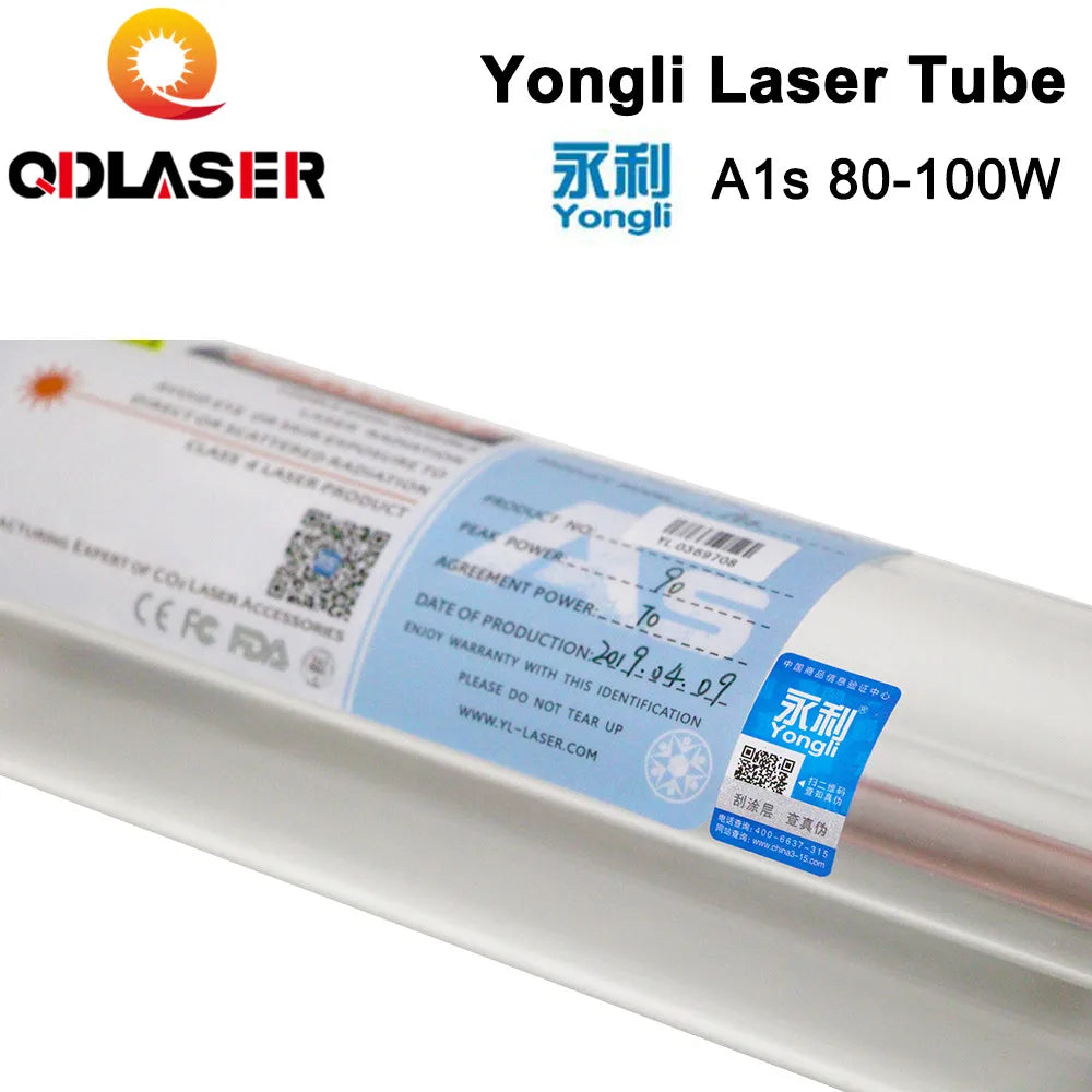 Yongli A1s 90W CO2 Laser Glass Tube Length 1100 Dia. 80mm for CO2 Laser Engraving and Cutting Machine