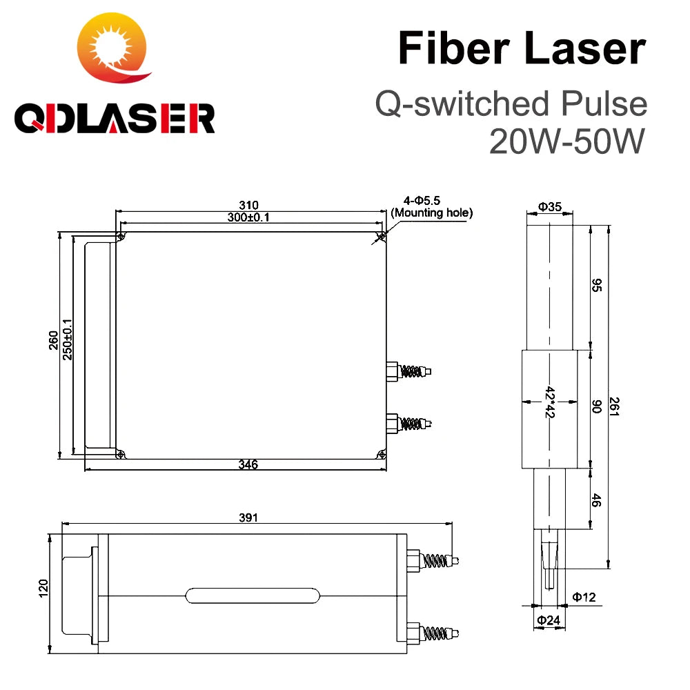 QDLASER Raycus 20W-50W Q-switched Pulse Fiber Laser Series GQM 1064nm High Quality Laser Marking Machine DIY PART