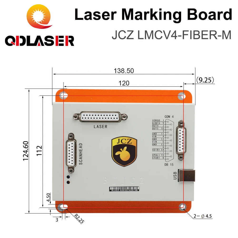 QDLASER BJJCZ LMCV4-FIBER-M Laser Marking Machine Controller Input Power DC5V 3A for 1064nm Fiber Marking Machine IPG Raycus MAX