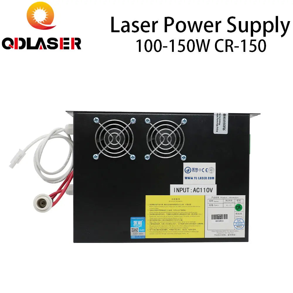 QDLASER Yongli Laser Power Supply 100-150W for CO2 Laser Tube CR-U150 U Series CO2 Laser Engraving Cutting Machine