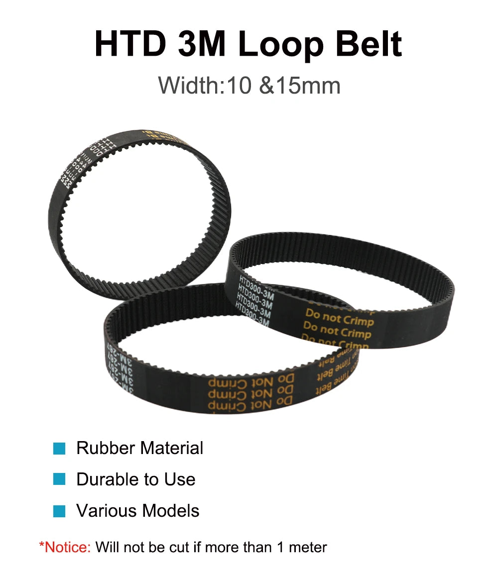 QDLASER HTD 3M Closed Loop Belt Rubber Timing Belt Various Transmission for CO2 Laser Engraving Cutting Machine / 3D Printer