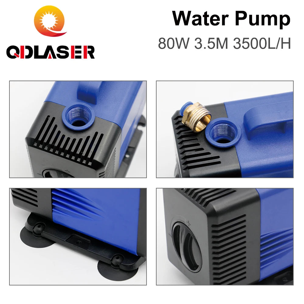 QDLASER 80W Submersible Water Pump 3.5M 3500L/H IPX8 AC 220V ~ 240V Voltage for CO2 Laser Engraving and Cutting Machine