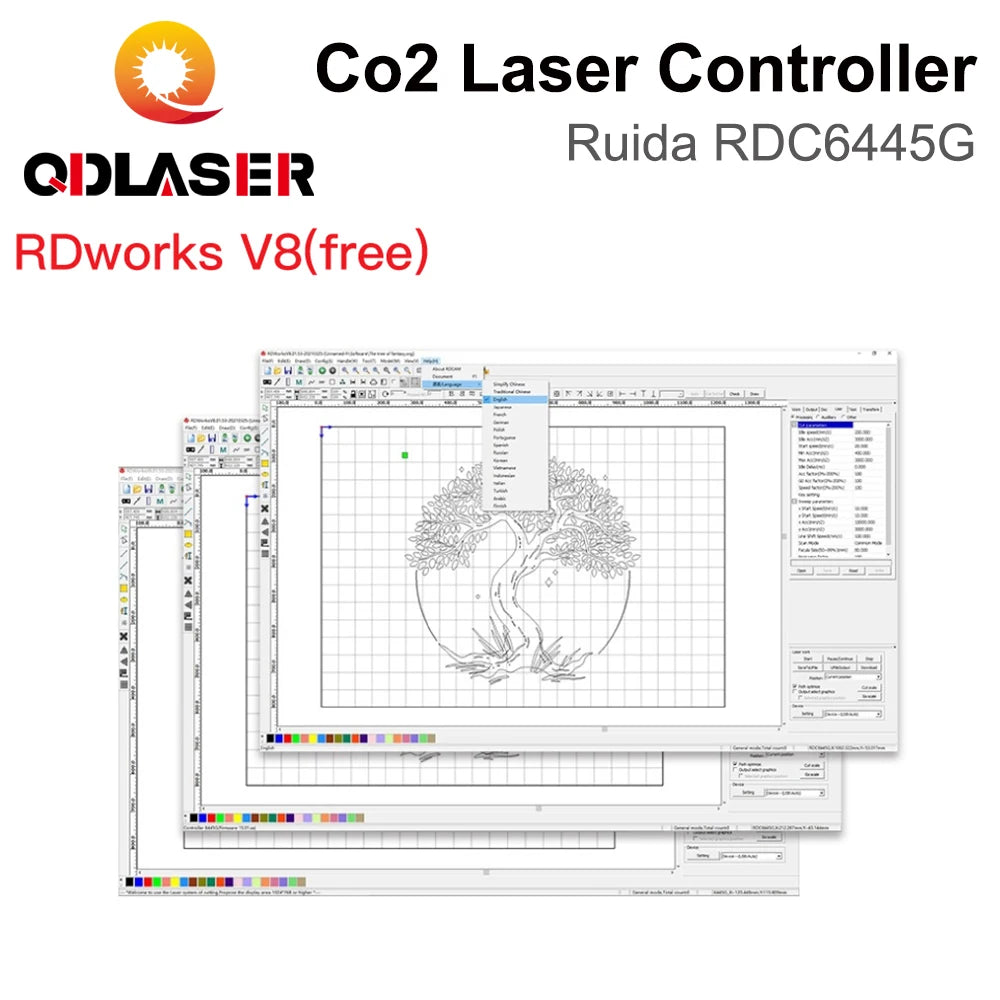 QDLASER Ruida RDC6445 RDC6445G/S Controller for Co2 Laser Engraving Cutting Machine Upgrade RDC6442 RDC6442G Controller