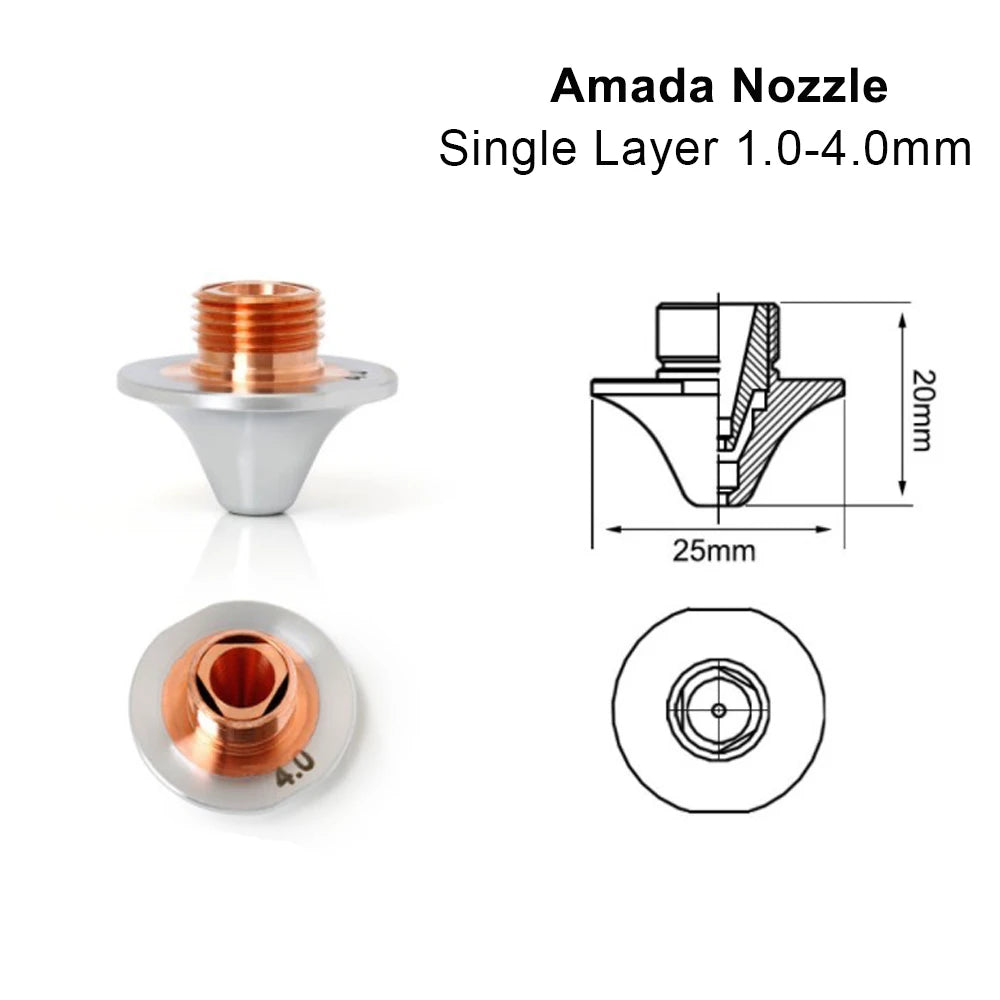QDLASER Amada Laser Nozzles Single/Double Layer 1.0-4.0mm Amada Laser Cutting Machines Amada Nozzle