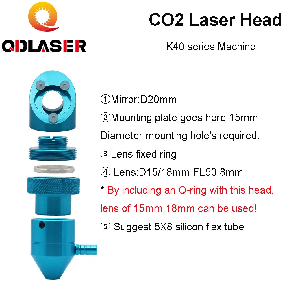 QDLASER New Type K Series CO2 Laser Head for Mini CO2 Laser Engraving Machine Laser Equipment Parts