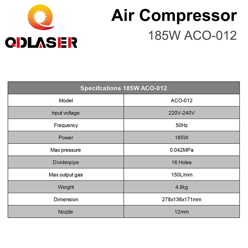 QDLASER SUNSUN Air Pump 185W ACO-012 220V 150L/min Electric Magnetic Air Compressor for Laser Machine Aquarium Fish Farming