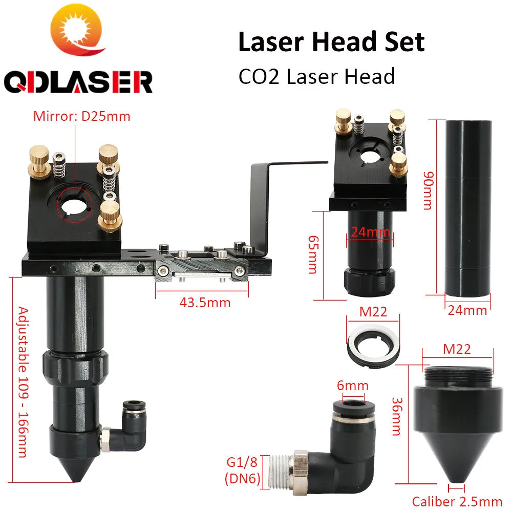 CO2 Laser Head Set Reflect Mirror & Focus Lens Integrative Fixture Mount Holder