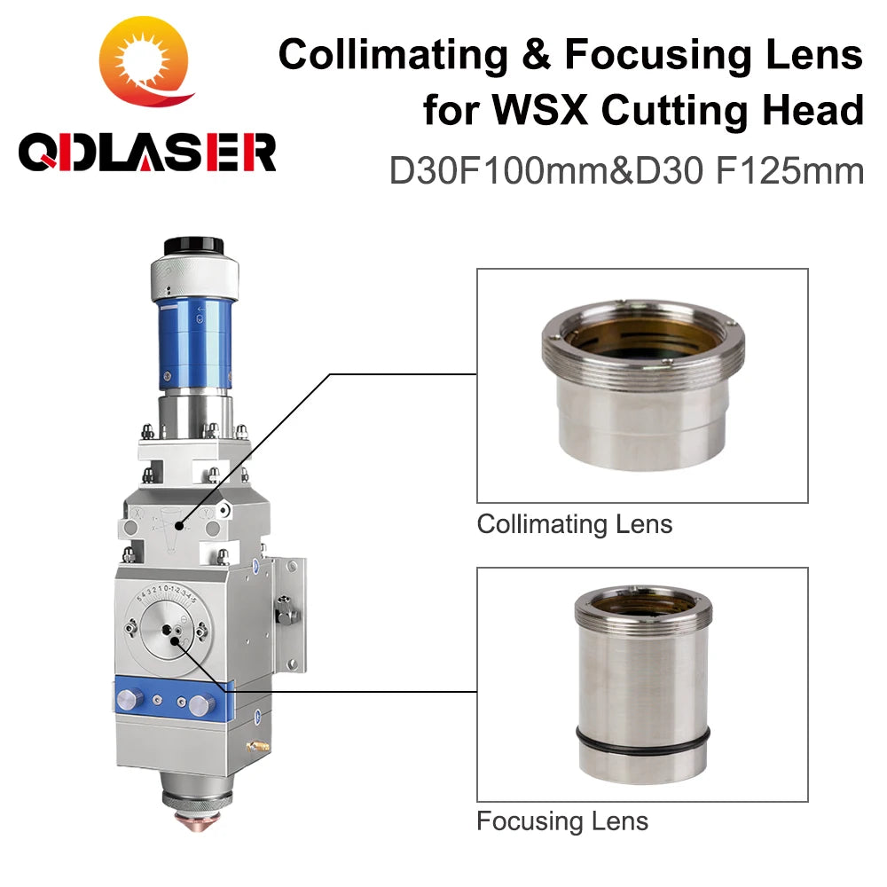 QDLASER Fiber Laser Focus Lens D30 F100 F125mm with Lens Holder for WSX Laser Cutting Head WSX-GQ-JT-02 2000W 4000W 0-4KW