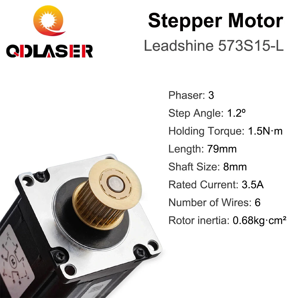 QDLASER Leadshine 573S15-L 3 Phase Stepper Motor for NEMA23 5.8A Length 76mm Shaft 8mm