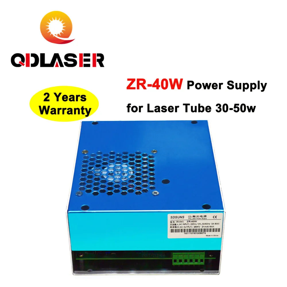 QDLASER Co2 Laser Power Supply 40w for 30W 40W 50W Co2 Glass Laser Tube