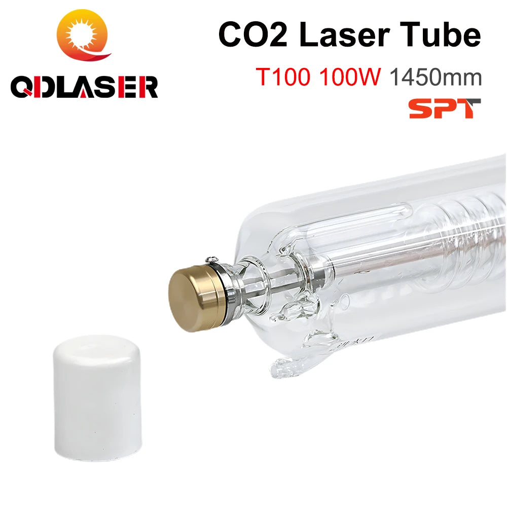 QDLASER SPT T100 100-130W Co2 Laser Tube Length 1450mm Dia 80mm for CO2 Laser Engraving and Cutting Machine